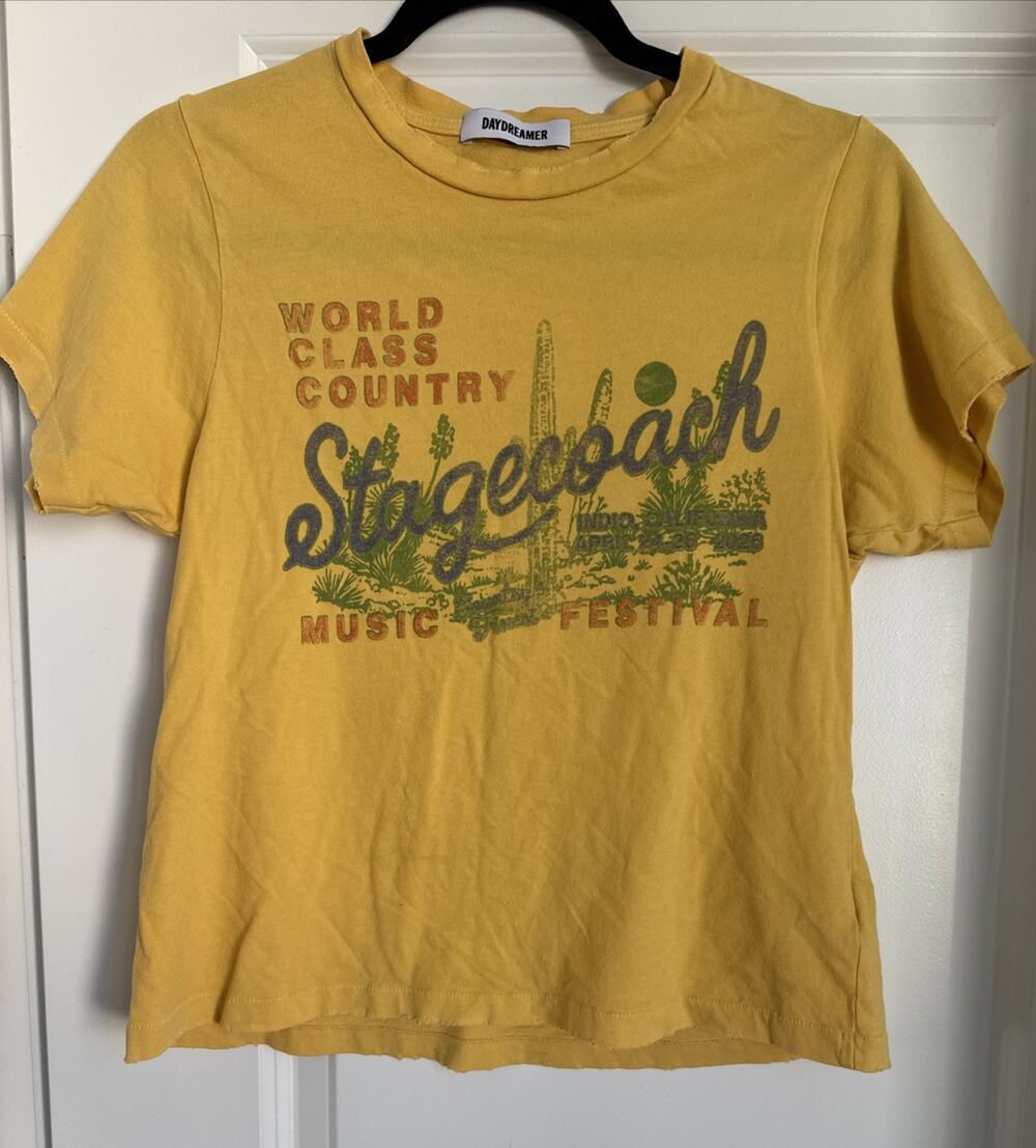 Daydreamer Stagecoach Baby T Yellow Music Festival Distressed Size XL